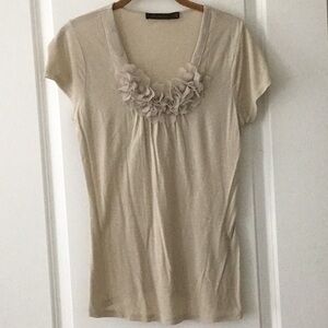 The Limited Cream Ruffled Cap Sleeve Blouse